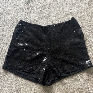 black sequin shorts perfect for holidays and going out!